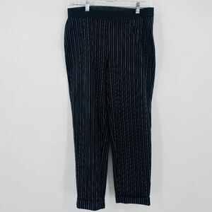 LOFT Size Small Black White Pinstripe Pull On Straight Leg Career Trouser Pants